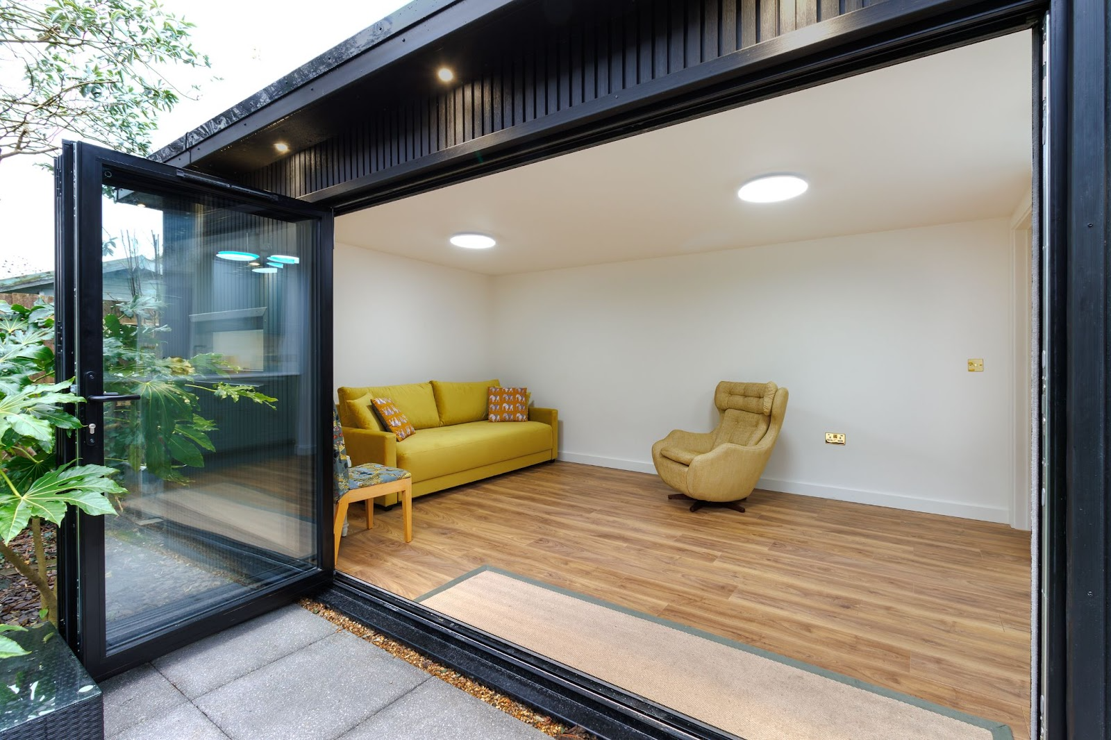 Bi-fold doors installed on a garden room